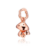 925 Silver Rose Mushrooms Dangle Charm Europe Bracelet DIY Jewelry