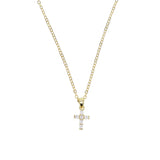 925 Silver Micro Pave CZ Tiny Cross Pendant Necklace for Women