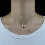925 Silver CZ Padlock Charm Necklace