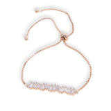 925 Silver Micro Pave Clear Cz Bar Charm Bracelet Adjustable Slider Chain