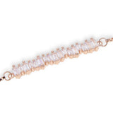 925 Silver Clear Cz Bar Charm Bracelet Adjustable Chain Wedding Jewelry