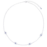 925 Silver CZ Evil Eye Charm Necklace Delicate Chain Choker