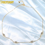 925 Silver CZ Evil Eye Charm Necklace Delicate Chain Choker