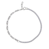 925 Silver CZ Clip Tennis Bracelet Mixed Chains Stack Vermeil Jewelry