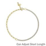 925 Silver CZ Clip Tennis Bracelet Mixed Chains Stack Vermeil Jewelry