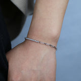 925 Silver CZ Clip Tennis Bracelet Mixed Chains Stack Vermeil Jewelry