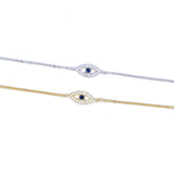 925 Silver Evil Eye Charm Bracelet Adjustable Chain