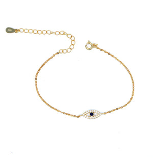 925 Silver Evil Eye Charm Bracelet Adjustable Chain