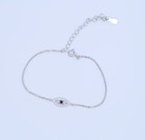 925 Silver Evil Eye Charm Bracelet Adjustable Chain