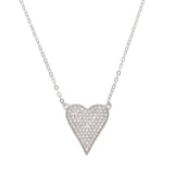 925 Silver Micro Pave Cz Heart Necklace