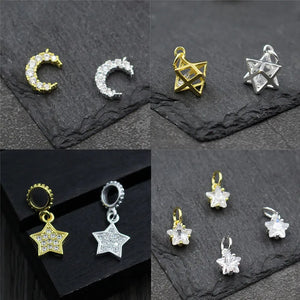 925 Silver Zircon Paved Charms Dangle Pendants DIY Jewelry Findings