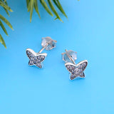 925 Silver Butterfly Stud Earring Zirconia Women Brincos Hypoallergenic