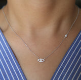 925 Silver Evil Eye Cross Charm Necklace