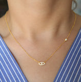 925 Silver Evil Eye Cross Charm Necklace