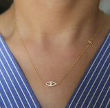 925 Silver Evil Eye Cross Charm Necklace