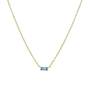 925 Silver Delicate Rectangle CZ Necklace