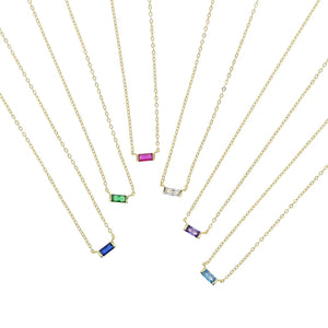 925 Silver Delicate Rectangle CZ Necklace