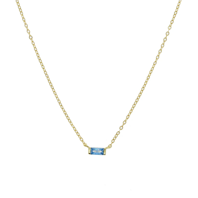 925 Silver Delicate Rectangle CZ Necklace