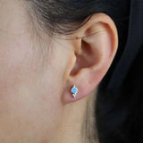 925 Silver CZ Turquoise Small Earring