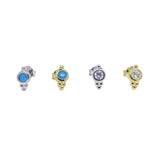 925 Silver CZ Turquoise Small Earring