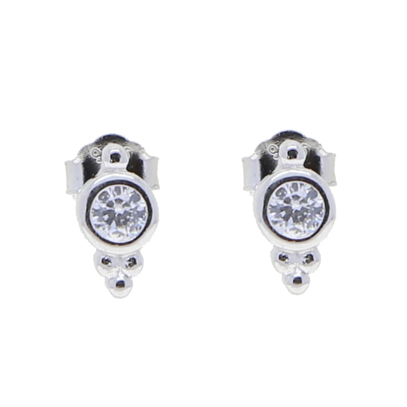925 Silver CZ Turquoise Small Earring