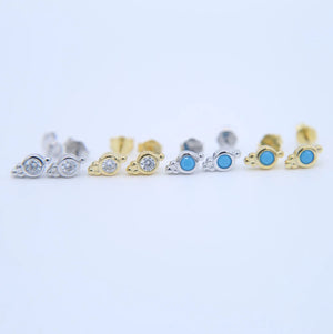 925 Silver CZ Turquoise Small Earring