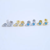 925 Silver CZ Turquoise Small Earring