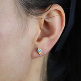 925 Silver CZ Turquoise Small Earring