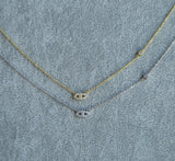 925 Silver CZ Link Chain Evil Eye Cross Necklace