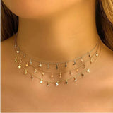 925 Sterling Silver Moon Star Lightning Pendant Necklace Girls Choker Jewelry