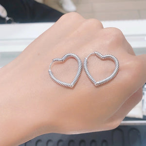 925 Sterling Silver Heart Charm Hoop Earrings for Women
