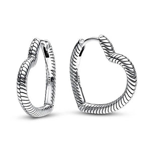 925 Sterling Silver Heart Charm Hoop Earrings for Women