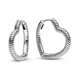 925 Sterling Silver Heart Charm Hoop Earrings for Women