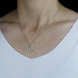 925 Silver Moon Choker Necklace CZ Star Drip Charm Layer Short Gift
