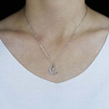 925 Silver Moon Choker Necklace CZ Star Drip Charm Layer Short Gift