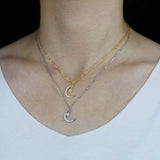 925 Silver Moon Choker Necklace CZ Star Drip Charm Layer Short Gift