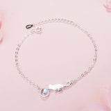 925 Silver Moonlight Stone Cat Charm Bracelet Creative Fine Jewelry