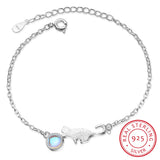925 Silver Moonlight Stone Cat Charm Bracelet Creative Fine Jewelry