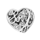 925 Silver Mother & Son Script Openwork Bead Charm for Bracelet