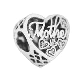 925 Silver Mother & Son Script Openwork Bead Charm for Bracelet