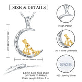 925 Silver Mother & Child Rabbit in Moon Pendant Necklace for Women