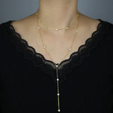 925 Silver Layered Y Shape Choker with Micro Pave Cz Long Y Necklace