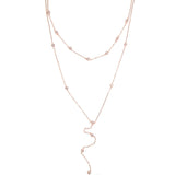 925 Silver Layered Y Shape Choker with Micro Pave Cz Long Y Necklace