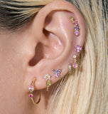 925 Silver Butterfly Flower Hoop Earring