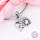 925 Silver My Wife Always Heart Dangle Charms Bracelet DIY Beads