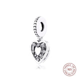 925 Silver My Wife Always Heart Dangle Charms Bracelet DIY Beads