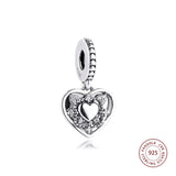 925 Silver My Wife Always Heart Dangle Charms Bracelet DIY Beads