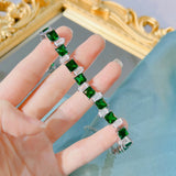 925 Silver Emerald Bracelet Females Fine Jewelry