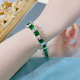 925 Silver Emerald Bracelet Females Fine Jewelry