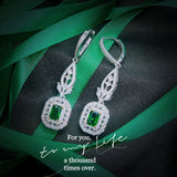 Sterling Silver Emerald Earrings for Women, Green Emerald Drop Earrings